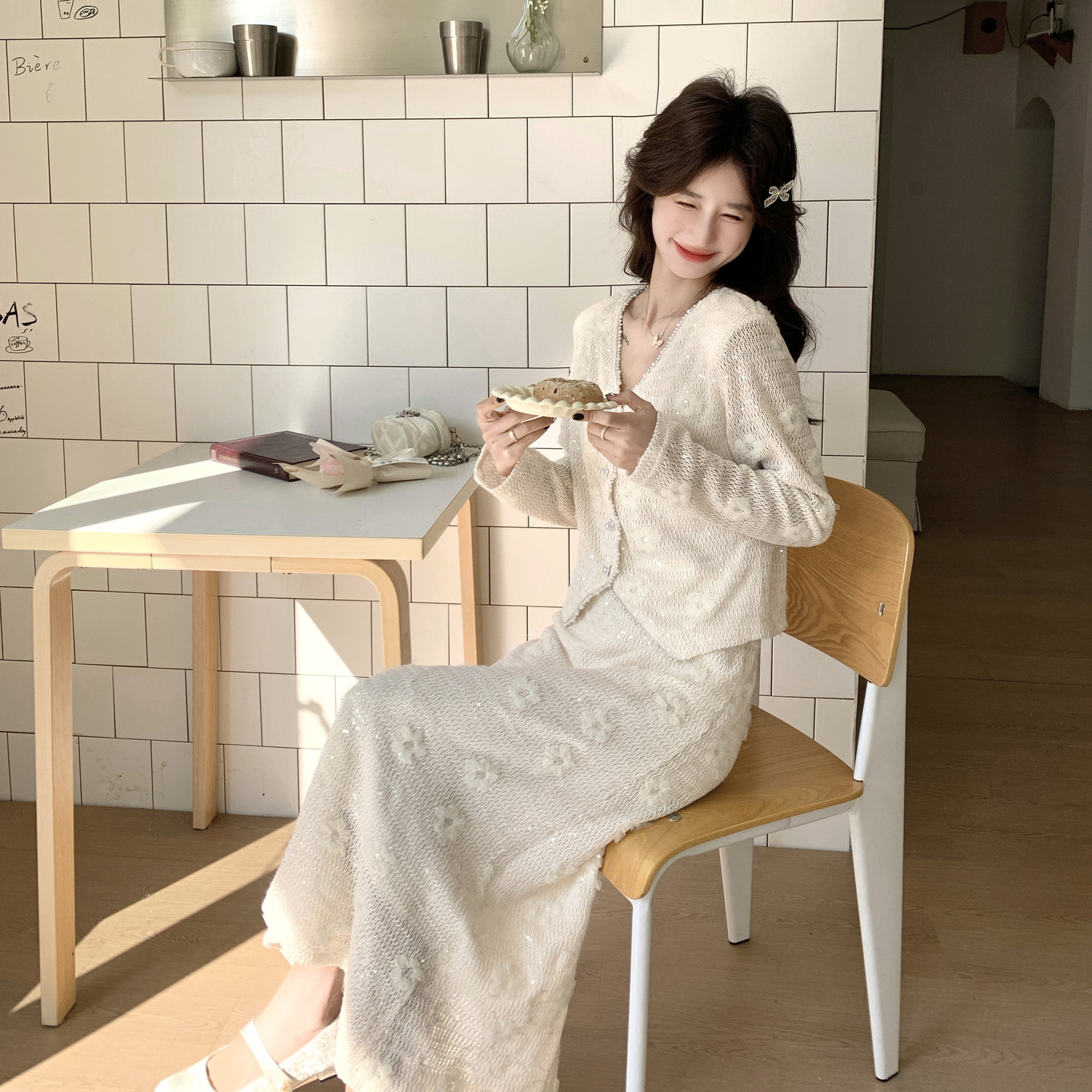 2026春季新款现货蕾丝重工套装上衣+半裙#6007-P185-K288,女装套装/套裙,唛多