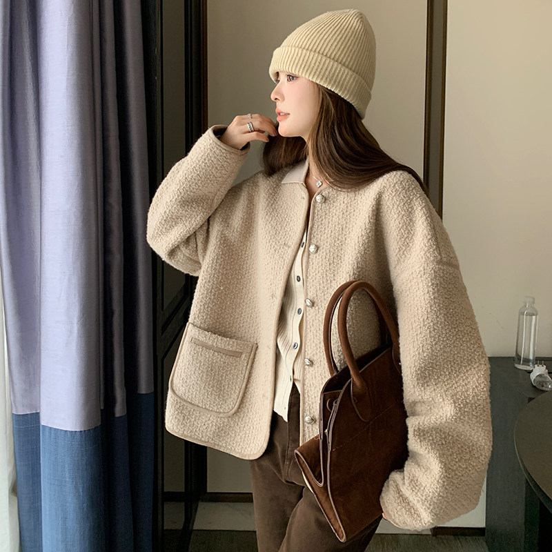 2025冬款数据好现货圈圈呢短外套3色入#1127-P165-K248,女装毛呢外套,唛多