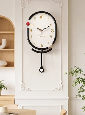 普赛克2026新款客厅挂钟中古风钟表挂墙时钟免打孔法式时钟壁灯