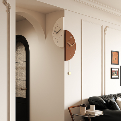 普赛克2025新款法式客厅转角挂钟静音挂墙双面时钟创意铁艺拐角钟