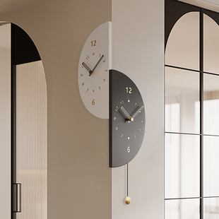 普赛克中古风客厅转角时钟挂墙双面静音挂钟创意2026新款拐角钟表