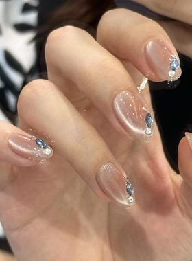 氛围感小钻纯手工穿戴甲成品显白美甲贴片可拆卸假指端精品