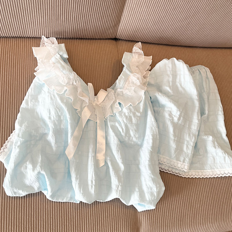 带胸垫女云朵棉纯色睡衣甜美