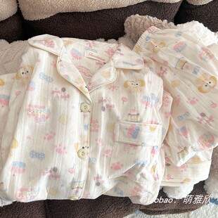 厨师饼饼睡衣女款春秋冬季纯棉长袖长裤两件套卡通可爱少女家居服