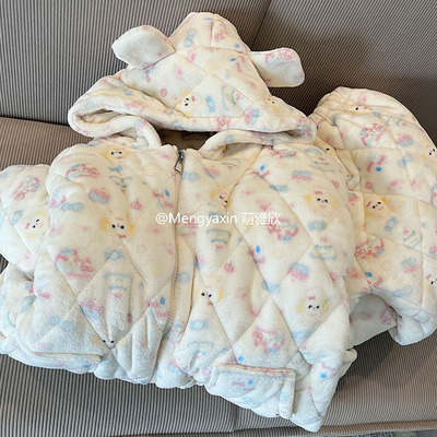 厨师饼饼女珊瑚绒卡通睡衣可爱