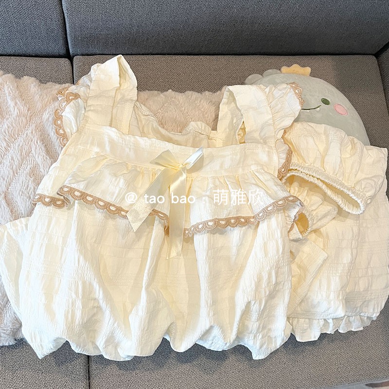纯色女云朵棉带胸垫睡衣性感