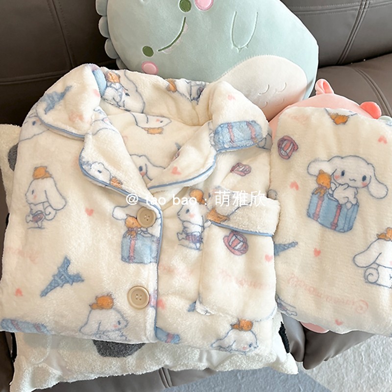 玉桂狗女法兰绒卡通睡衣加厚