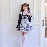 Xianyu Legend liz, original D, new version, checkered lace, mass-produced lolita petal apron, maid, halter skirt, short skirt thumbnail 7