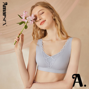 艾梦忆思大胸显小文胸夏季女薄款聚拢内衣无痕无钢圈背心式胸罩