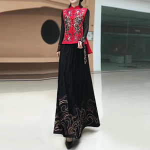 2025新中式国风刺绣马甲半身裙长裙两件套装改良版国潮马夹坎肩女