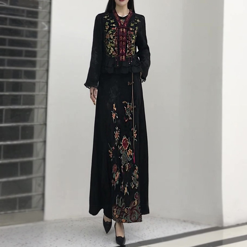 衬衫开衫半身裙长裙两件套装女