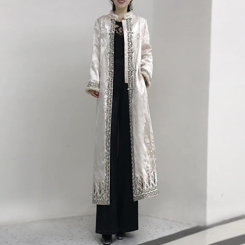 2025年冬季轻奢兔毛领棉服过膝长款棉衣棉袄新中式刺绣大衣外套女,女装/女士精品,棉衣/棉服,淘宝优惠券,粉丝福利购,淘宝优惠卷