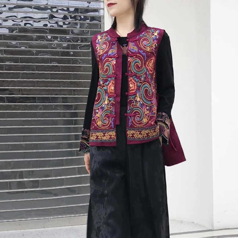 2025春季新款复古民族风女装新中式气质唐装坎肩马甲宽松刺绣马夹,女装/女士精品,马夹,淘宝优惠券,粉丝福利购,淘宝优惠卷