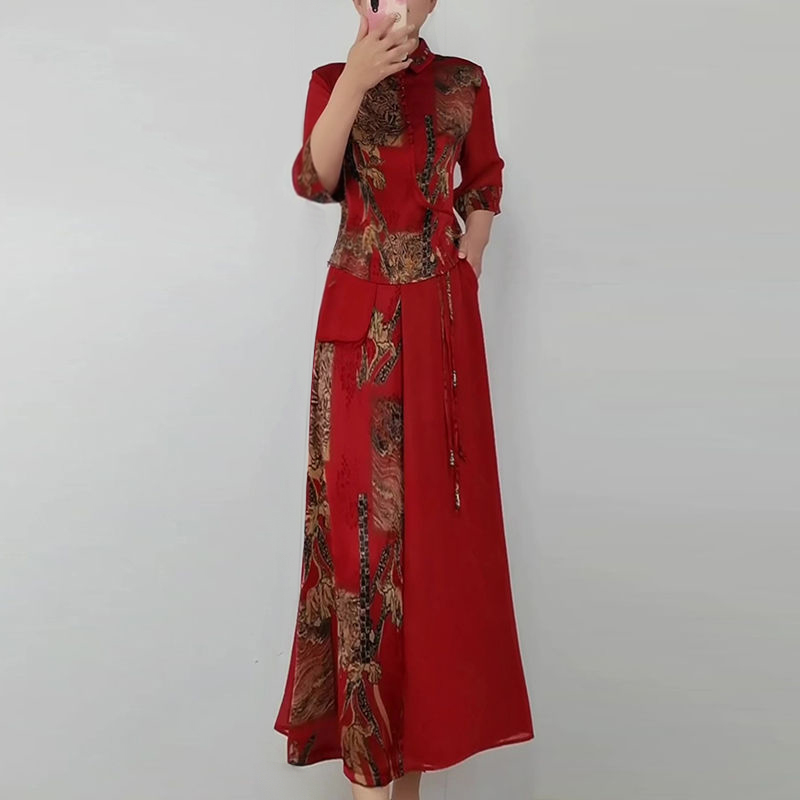 新中式上衣半身长裙两件套装女