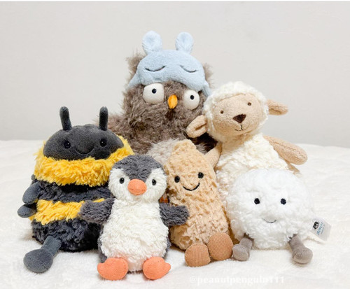 现货正品Jellycat眼罩猫头鹰花生企鹅胖狐狸奇珀海鸥蜜蜂安抚玩偶