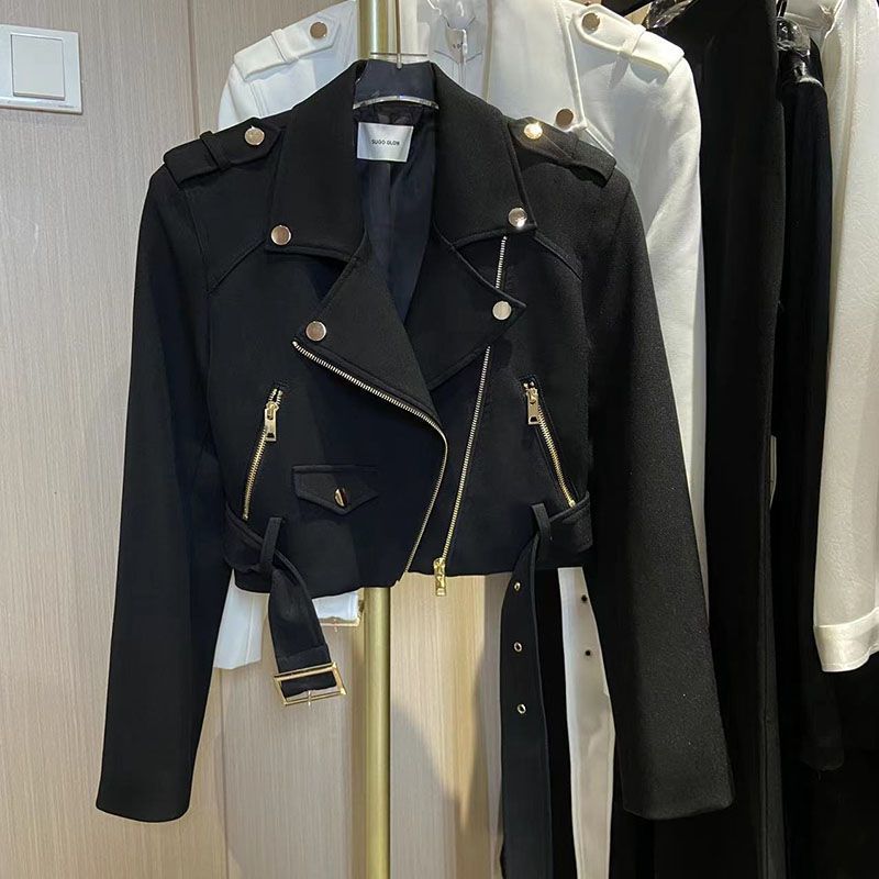 2025年春秋新款韩版百搭西装女短款修身显瘦长袖机车夹克外套ins