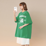 A334-TX02-25夏季通勤创意字母印花圆领宽松短袖T200G高品质全棉，女装T恤，电商A334