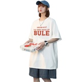 A334-TX03-25夏季新款个性创意字母印花休闲流行宽松通勤短袖全棉，女装T恤，电商A334