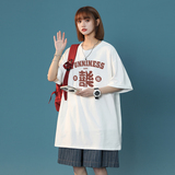 A334-TX02-25夏季通勤创意字母印花圆领宽松短袖T200G高品质全棉，女装T恤，电商A334