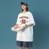 A334-TX02-25200G高品质全棉通勤个性创意字母喜印花圆领短袖，女装T恤，电商A334