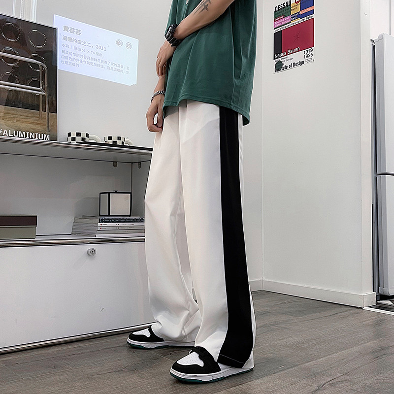 新款夏季冰丝拼色休闲宽松青少年拖地运动长裤A334-K06-40,男装休闲裤,电商B339(原A334）