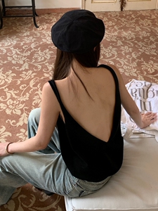 三伏天晒背专用衣露背上衣设计感晒太阳神器晒后背衣服漏美背背心