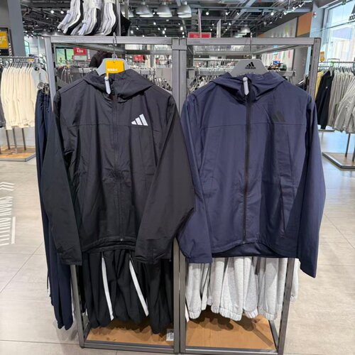 正品Adidas阿迪达斯男冲锋衣外套梭织防风连帽户外运动夹克KA9310