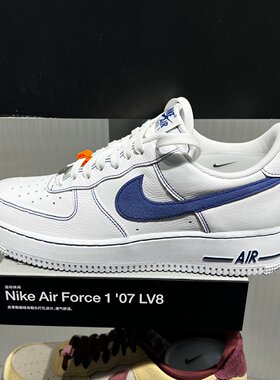 Nike耐克Air Force 1 AF1白蓝色男复古低帮休闲板鞋 HQ2037-100