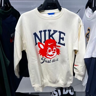 NIKE耐克大童26冬季新款加绒宽松运动休闲套头衫卫衣IZ5840-113