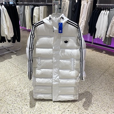 阿迪达斯三叶草24年冬男女羽绒服三条杠长款羽绒衣JD3749JJ4968