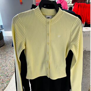 Nike耐克女子刺绣logo针织开衫外套辣妹风短款长袖T恤 IF0235-744