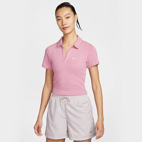 Nike耐克短袖深V针织衫运动短款修身透气T恤POLO衫女DV7885133