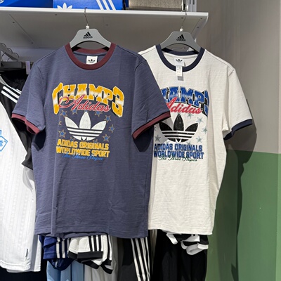 Adidas阿迪达斯三叶草26夏新款男拼色美式复古运动短袖T恤 LE7356