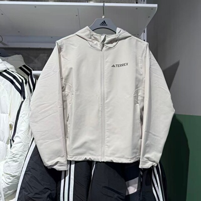 Adidas阿迪达斯女子25秋冬新款户外连帽夹克外套软壳冲锋衣JV6235