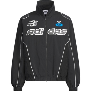 adidas阿迪达斯三叶草情侣机车服2025春男赛车风外套夹克JM8033