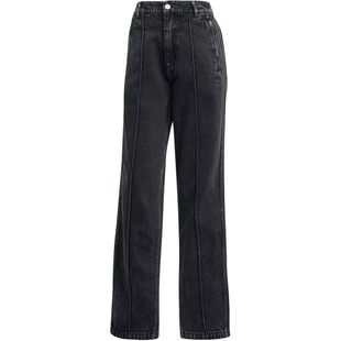 Adidas三叶草女子刺绣小标拉链口袋直筒牛仔长裤IW5758IY7407