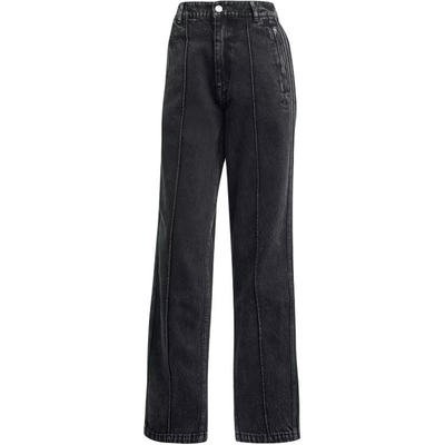 Adidas三叶草女子刺绣小标拉链口袋直筒牛仔长裤IW5758IY7407