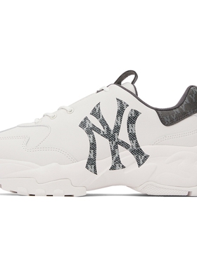 MLB男女情侣老花仿牛仔老爹鞋厚底增高休闲鞋3ASHBDM4N