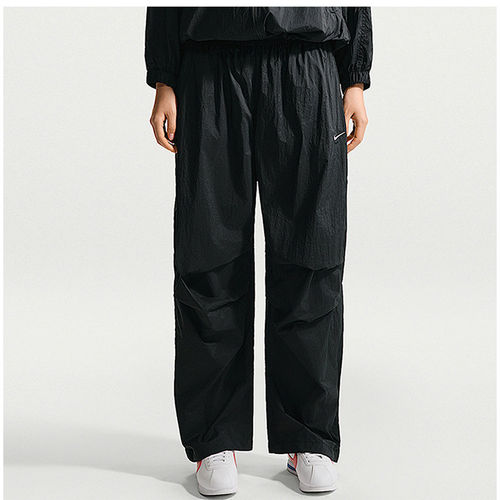 NIKE耐克女裤夏季轻薄透气运动裤抽绳收口小标梭织长裤IO3377-010