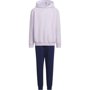 阿迪达斯童装25春新年款男女童休闲套装连帽卫衣裤子两件套JN4386