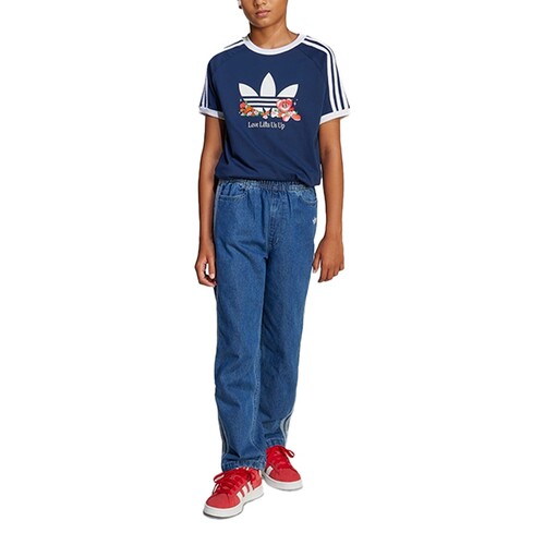 Adidas阿迪达斯男大童新款时尚休闲透气宽松牛仔运动长裤JC7877