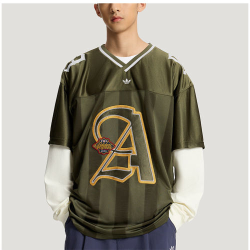 Adidas阿迪达斯三叶草男士新款时尚二合一球衣复古长袖T恤 KS5329