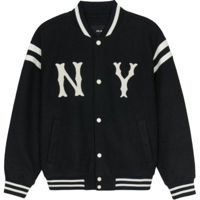 24新款MLB情侣棒球服男女NY复古抓绒外套休闲运动夹克3AJPV1546