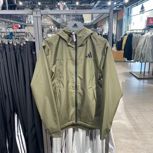 正品Adidas阿迪达斯男冲锋衣外套梭织防风连帽户外运动夹克KA9311