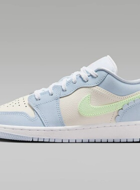 NIKE耐克JORDAN女鞋AJ1大童米蓝色时尚透气运动休闲鞋 IB7113-403