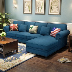 美式布艺沙发小户型客厅三人转角现代简约乡村地中海1+2+3组合