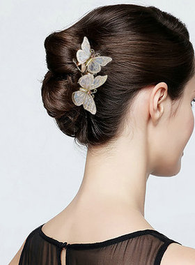 CHRIST/克丽斯汀浪漫双蝴蝶发梳插梳刘海梳韩国布艺发插头饰头花