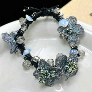 小狐狸饰品串珠弹力小皮筋小发绳手链两用蓝色紫色黑色精致头绳新