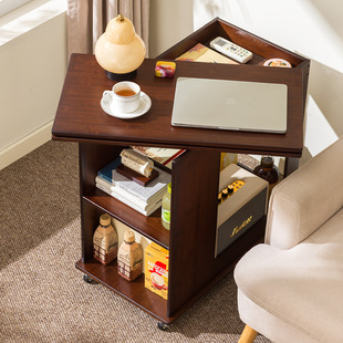 推车置物架可折叠可移动边几茶几带轮客厅沙发边柜中古桌子小户型
