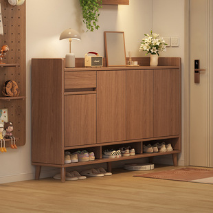 实木生态板鞋柜入户门口鞋柜家用玄关柜子简易多测过大容量鞋架